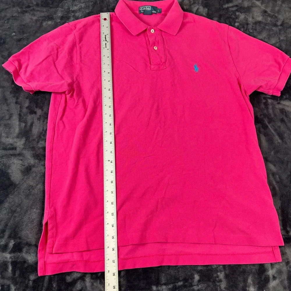 Polo Ralph Lauren Polo Shirt Mens Large Pink Teal Pony Logo Short Sleeve Pique